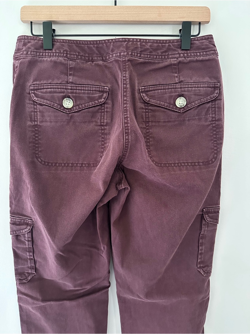 LL Bean Favorite Fit Roll Up Drawstring Cargo Pants in Plum Burgundy - Picture 3 of 10